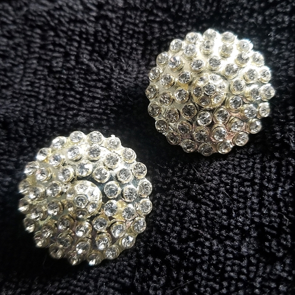 Vintage Crystal Bling Earrings in Sterling Silver
